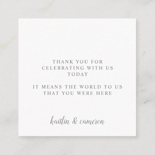 Elegant Silver Wedding Luxury  Favor Kaarten (Achterkant)