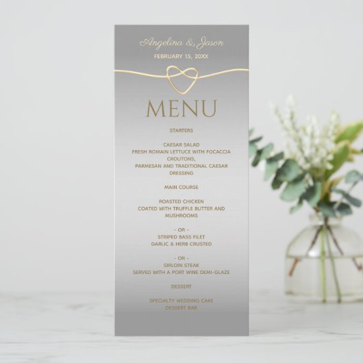 Elegant Silver Wedding Menu (Staand voorkant)