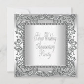 Elegant Silver White, 25e Jubileum Partij Kaart (Voorkant)