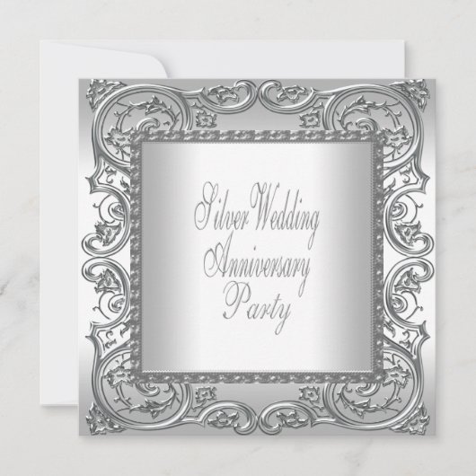 Elegant Silver White, 25e Jubileum Partij Kaart (Voorkant)
