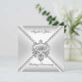Elegant Silver White 25th Wedding Jubileum 3 Kaart (Staand voorkant)