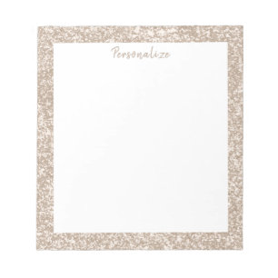 Elegant Silver White Glitter Border Persoonlijk Notitieblok