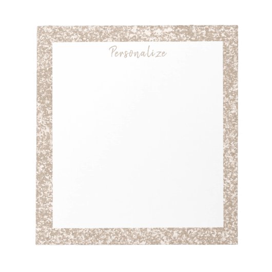 Elegant Silver White Glitter Border Persoonlijk Notitieblok (Voorkant)
