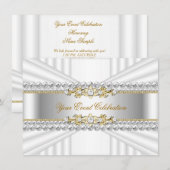 Elegant Silver White Gold Birthday Kaart (Voorkant / Achterkant)