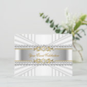 Elegant Silver White Gold Birthday Kaart (Staand voorkant)