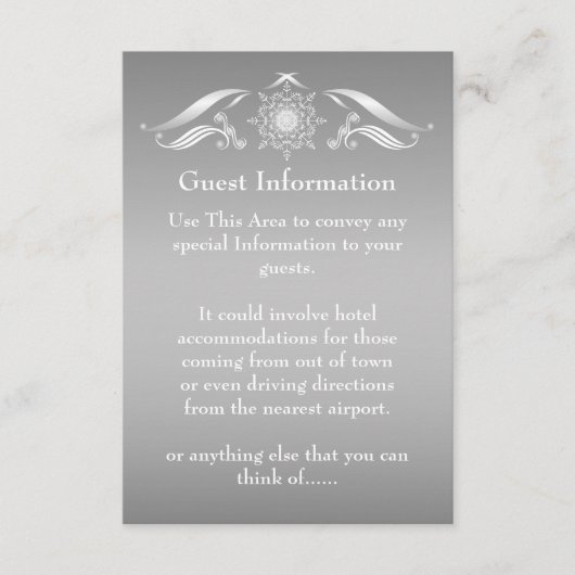 Elegant Silver White Guest-informatiekaart Informatiekaartje (Voorkant)