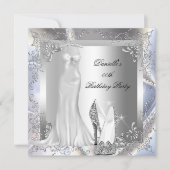 Elegant Silver White High Hiel Shoe Birthday Party Kaart (Voorkant)