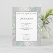 ELEGANT SILVER WHITE HOLOGRAPHIC PASTEL WEDING KAART (Staand voorkant)