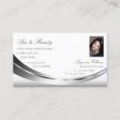 Elegant Silver White met foto en diamant Modern Visitekaartje (Achterkant)