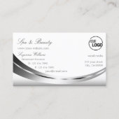 Elegant Silver White met Logo en Sparkle Diamond Visitekaartje (Achterkant)