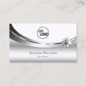 Elegant Silver White met Logo en Sparkle Diamond Visitekaartje (Voorkant)