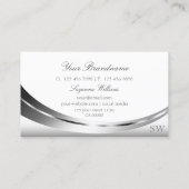 Elegant Silver White met Monogram Sparkly Diamond Visitekaartje (Achterkant)