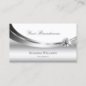 Elegant Silver White met Sparkly Diamond Stylish Visitekaartje (Voorkant)