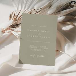 Elegant Silver & White Modern Wedding Invitation Kaart