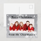 Elegant Silver White Snowflakes kerstfoto Briefkaart (Voorkant / Achterkant)