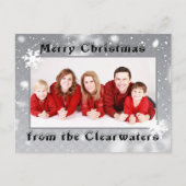 Elegant Silver White Snowflakes kerstfoto Briefkaart (Voorkant)