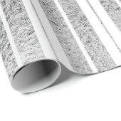 Elegant Silver White Striped Kerstfeestdag Cadeaupapier (Rol Hoek)
