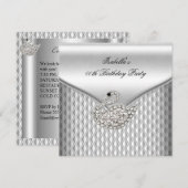 Elegant Silver White Swan Birthday Party Kaart (Voorkant / Achterkant)