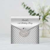 Elegant Silver White Swan Birthday Party Kaart (Staand voorkant)