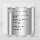 Elegant Silver White Swan Birthday Party Kaart (Achterkant)