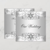 Elegant Silver White Wedding Invitation Kaart (Voorkant / Achterkant)
