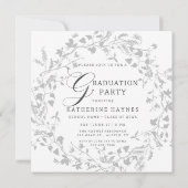 Elegant Silver Wildflower Wreath Afstuderen Kaart (Achterkant)