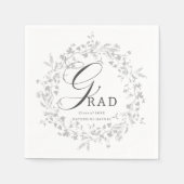Elegant Silver Wildflower Wreath Afstuderen Servet (Voorkant)