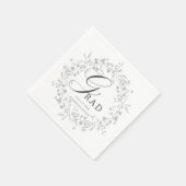 Elegant Silver Wildflower Wreath Afstuderen Servet (Hoek)