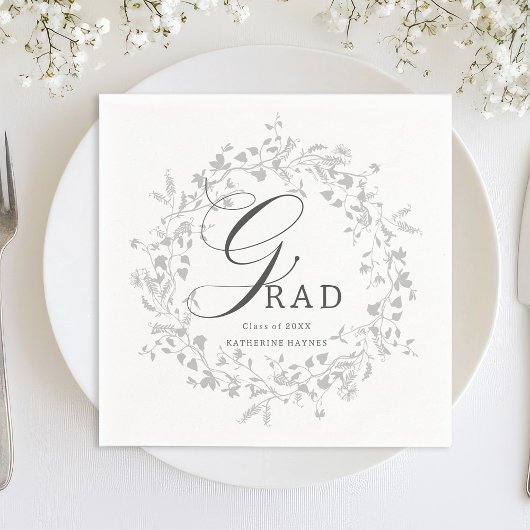 Elegant Silver Wildflower Wreath Afstuderen Servet