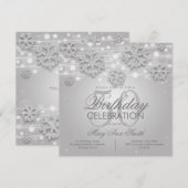 Elegant Silver Winter Glitter 50e verjaardag Kaart (Voorkant / Achterkant)