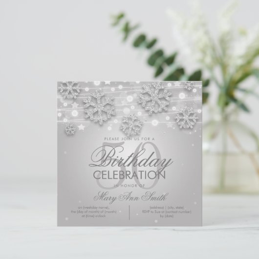 Elegant Silver Winter Glitter 50e verjaardag Kaart (Staand voorkant)