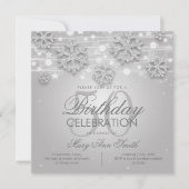 Elegant Silver Winter Glitter 50e verjaardag Kaart (Voorkant)