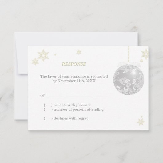 Elegant Silver Winter Wedding RSVP (Voorkant)
