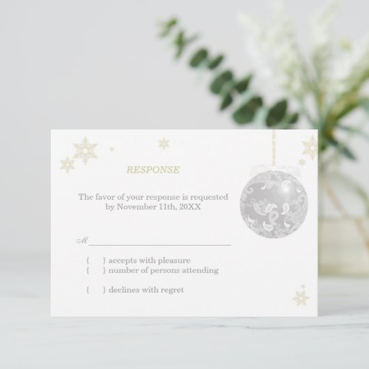 Elegant Silver Winter Wedding RSVP (Staand voorkant)
