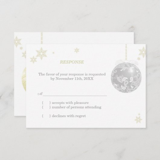 Elegant Silver Winter Wedding RSVP (Voorkant / Achterkant)