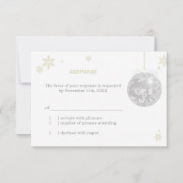 Elegant Silver Winter Wedding RSVP Kaartje