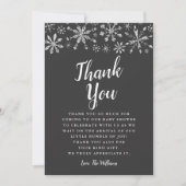 Elegant Silver Winter Wonderland Baby shower Bedankkaart (Voorkant)