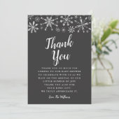 Elegant Silver Winter Wonderland Baby shower Bedankkaart (Staand voorkant)