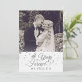Elegant Silver YARS IN FOREVER Vow Renewal Invi Kaart (Staand voorkant)