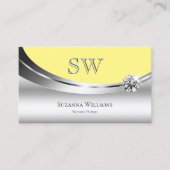Elegant Silver Yellow met Monogram en diamant Visitekaartje (Voorkant)