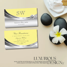 Elegant Silver Yellow met Monogram en diamant Visitekaartje