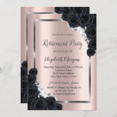 Elegant SilverFrame, Black Rozen Retirement Kaart (Voorkant / Achterkant)