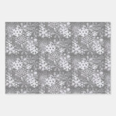 Elegant Silvery Kerstmis Snowflakes Kraft Brown Inpakpapier Vel (Voorkant 3)