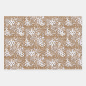 Elegant Silvery Kerstmis Snowflakes Kraft Brown Inpakpapier Vel (Voorkant)