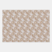 Elegant Silvery White Snowflakes Kraft Brown Inpakpapier Vel (Voorkant 3)
