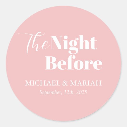 Elegant Simpel De Nacht Voor De Rehearsal Dinner  Ronde Sticker (Voorkant)