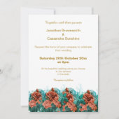 ELEGANT SIMPEL GOLD RED FLORAL SIMPLE WEDING KAART (Voorkant)