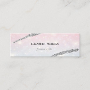 Elegant Simpel, Zilveren Glitter Lijn, Bokeh Mini Visitekaartje