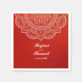 Elegant simpele Crimson en White Mandala Paisley Servet (Voorkant)