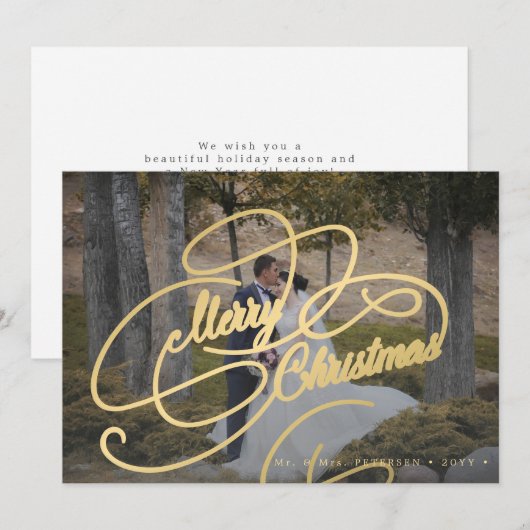 Elegant simpele foto van Merry Kerstmis Feestdagenkaart (Voorkant / Achterkant)